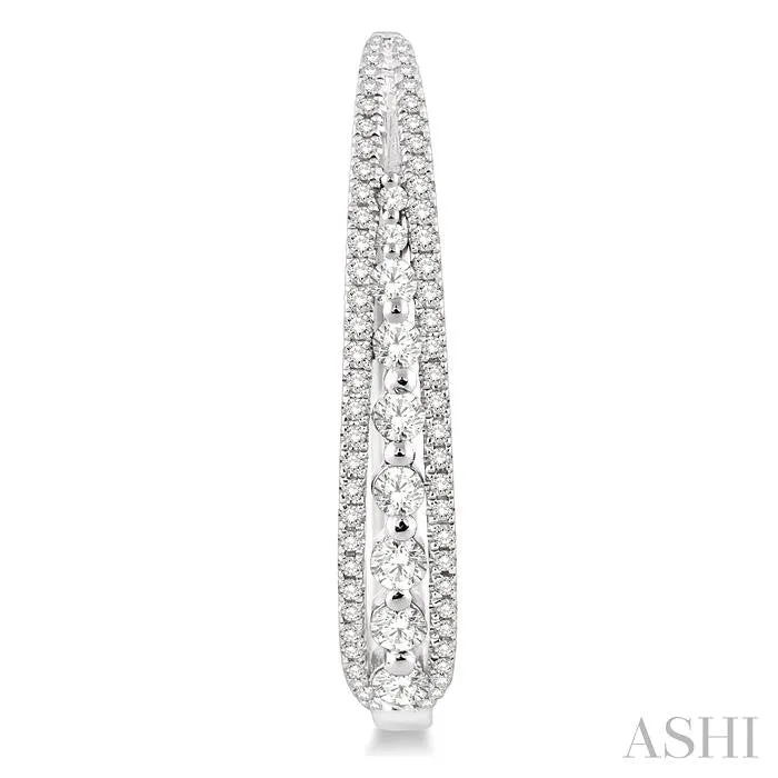 1 Ctw Round Cut Diamond Earrings in 14K White Gold