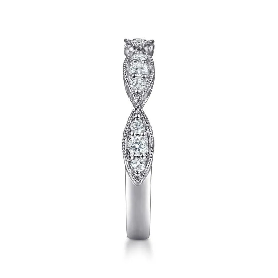 14K White Gold Diamond Marquise Station Ring