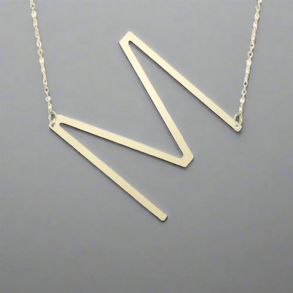 14K Y Gold Large Initial M Necklace