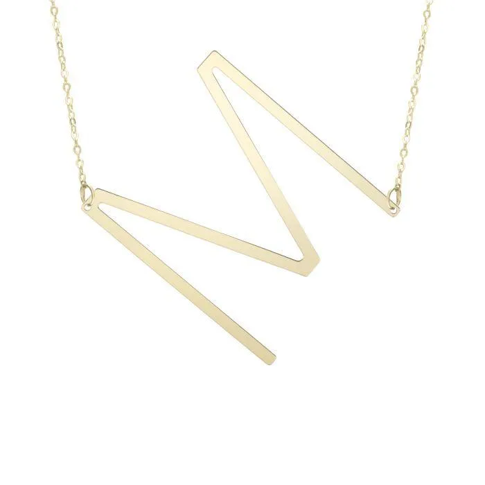 14K Y Gold Large Initial M Necklace