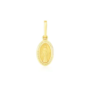 14k Yellow Gold Oval Religious Medal Pendant