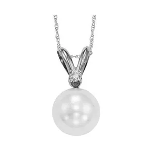 14KT White Gold Classic Book Akoya Pearl Neckwear Pendant