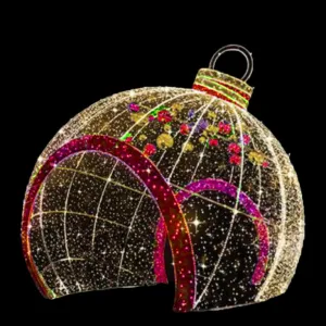 3D 16FT WALK THROUGH ORNAMENT WITH RED TRIM & HANGING ORNAMENTS