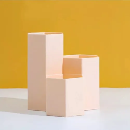 3pcs Geometric Shape Table Organizer, Peach Color