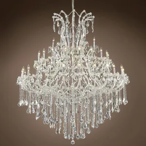 48 Lights Big Maria Theresa Chandelier 59X71 Inch Chrome Crystal Chandelier for Living Room