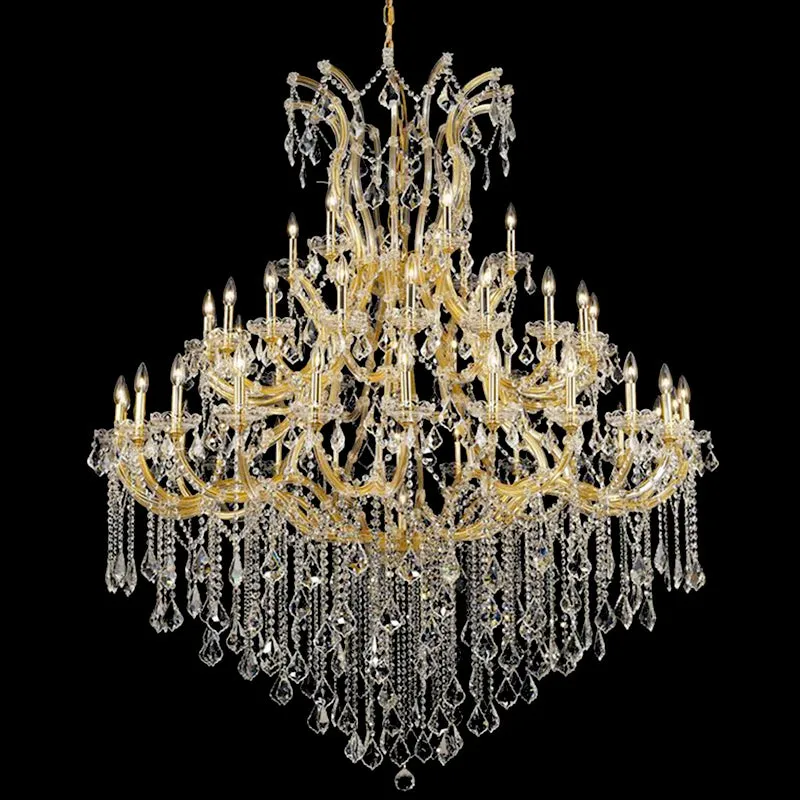 48 Lights Big Maria Theresa Chandelier 59X71 Inch Chrome Crystal Chandelier for Living Room