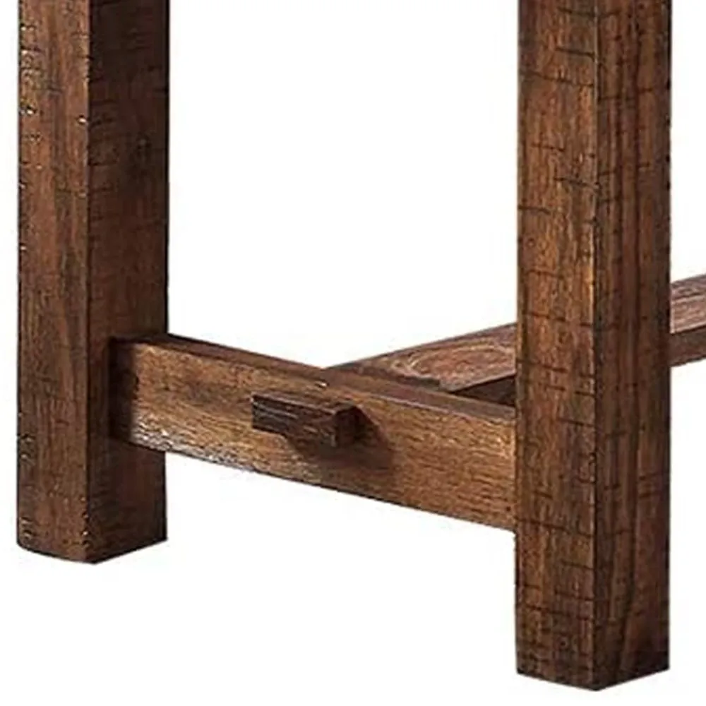 68 Inch Rectangular Dining Table, Classic Trestle Base, Brown Grain Wood By Casagear Home