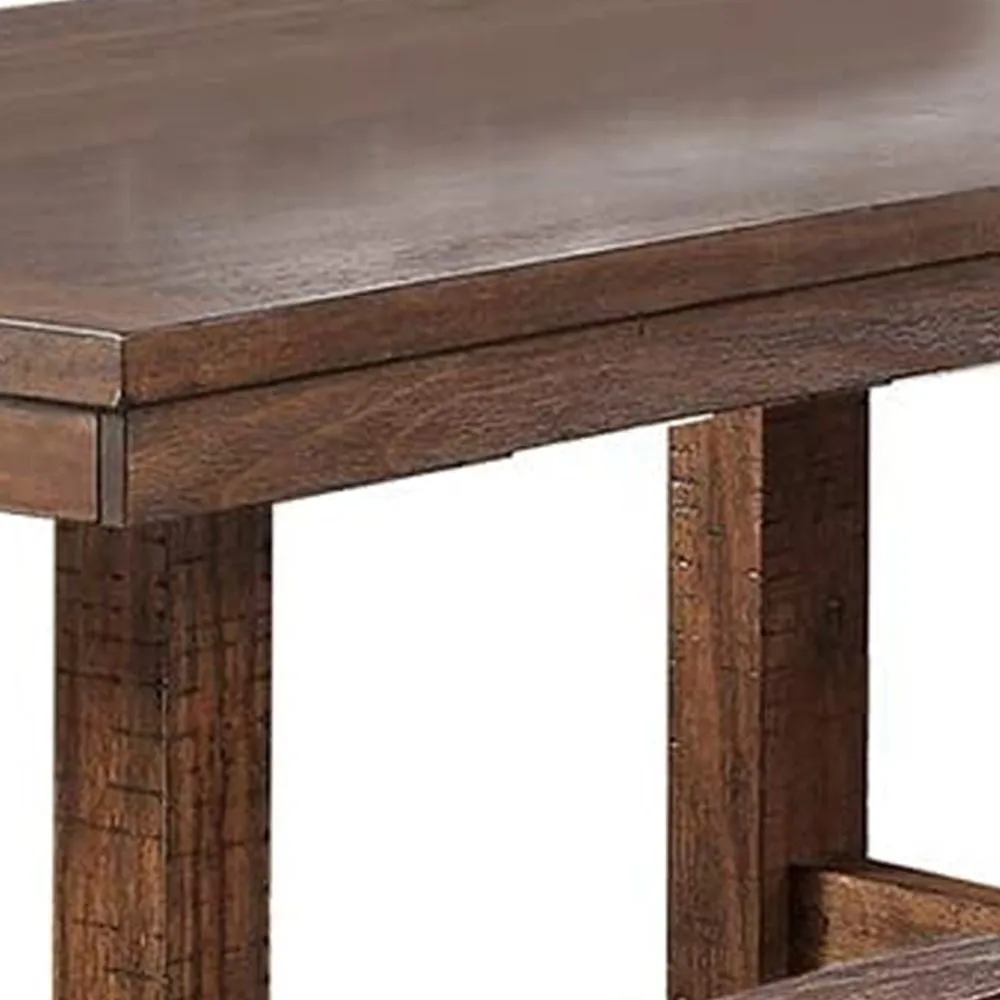 68 Inch Rectangular Dining Table, Classic Trestle Base, Brown Grain Wood By Casagear Home