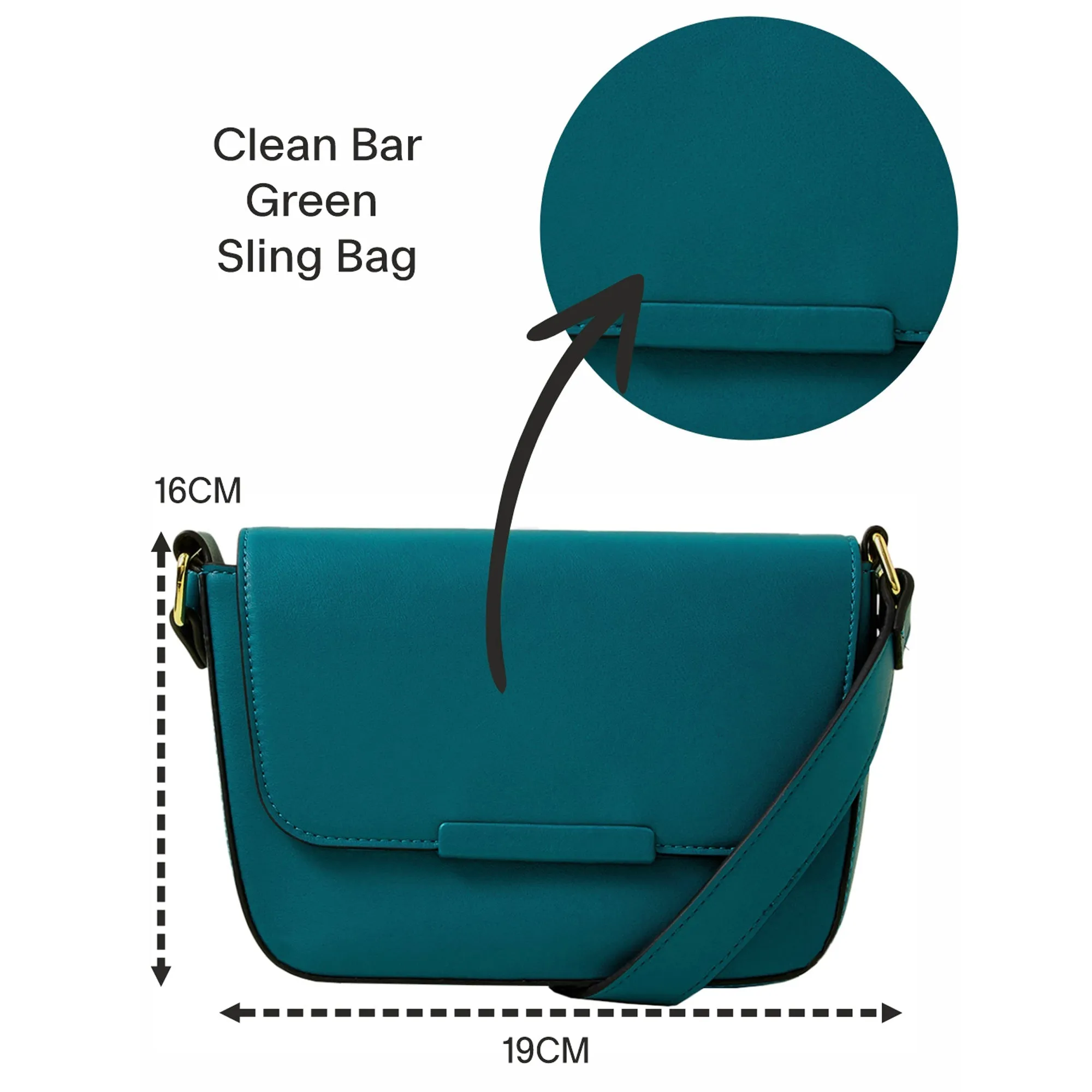 Accessorize London Women's Teal Clean Bar Sling Bag