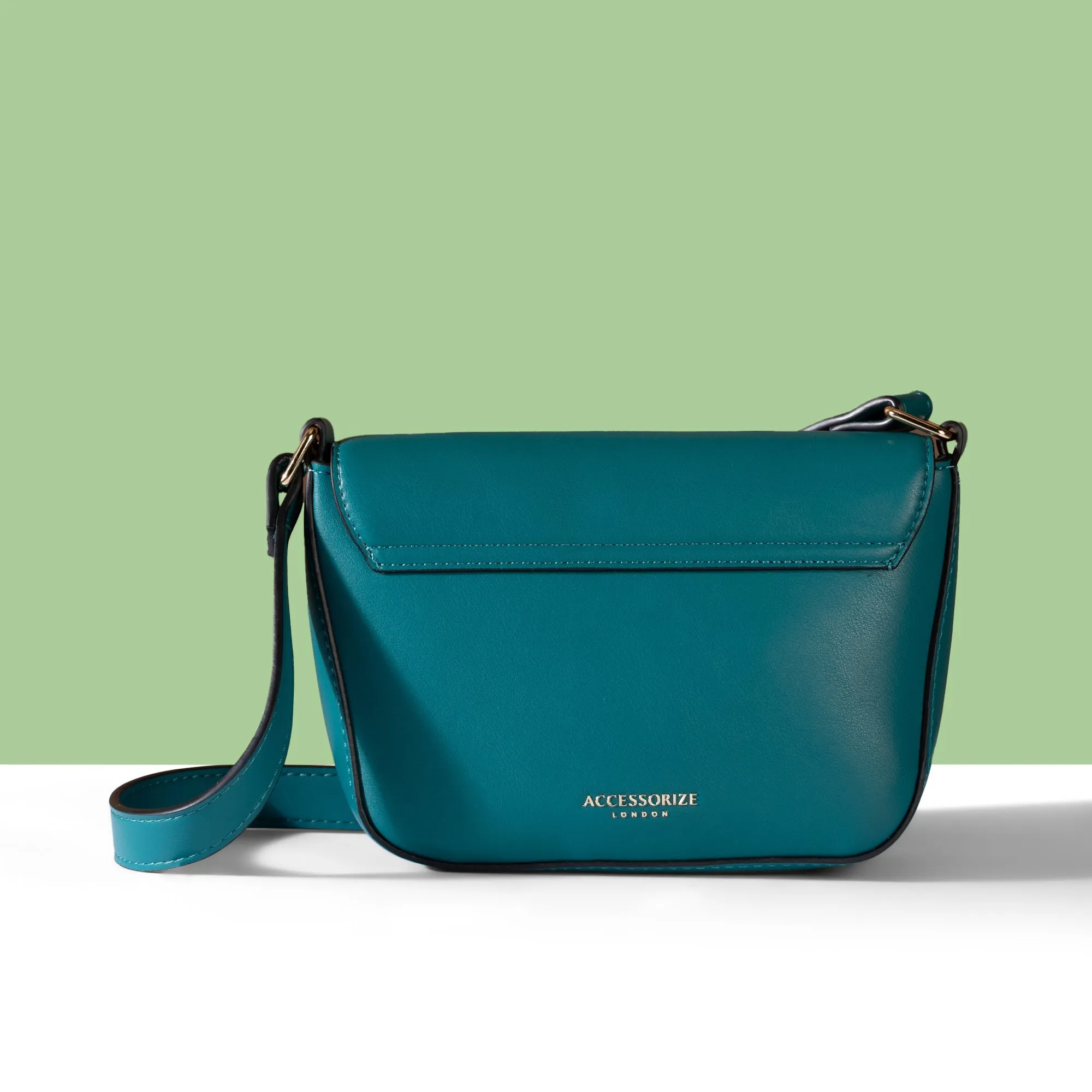 Accessorize London Women's Teal Clean Bar Sling Bag