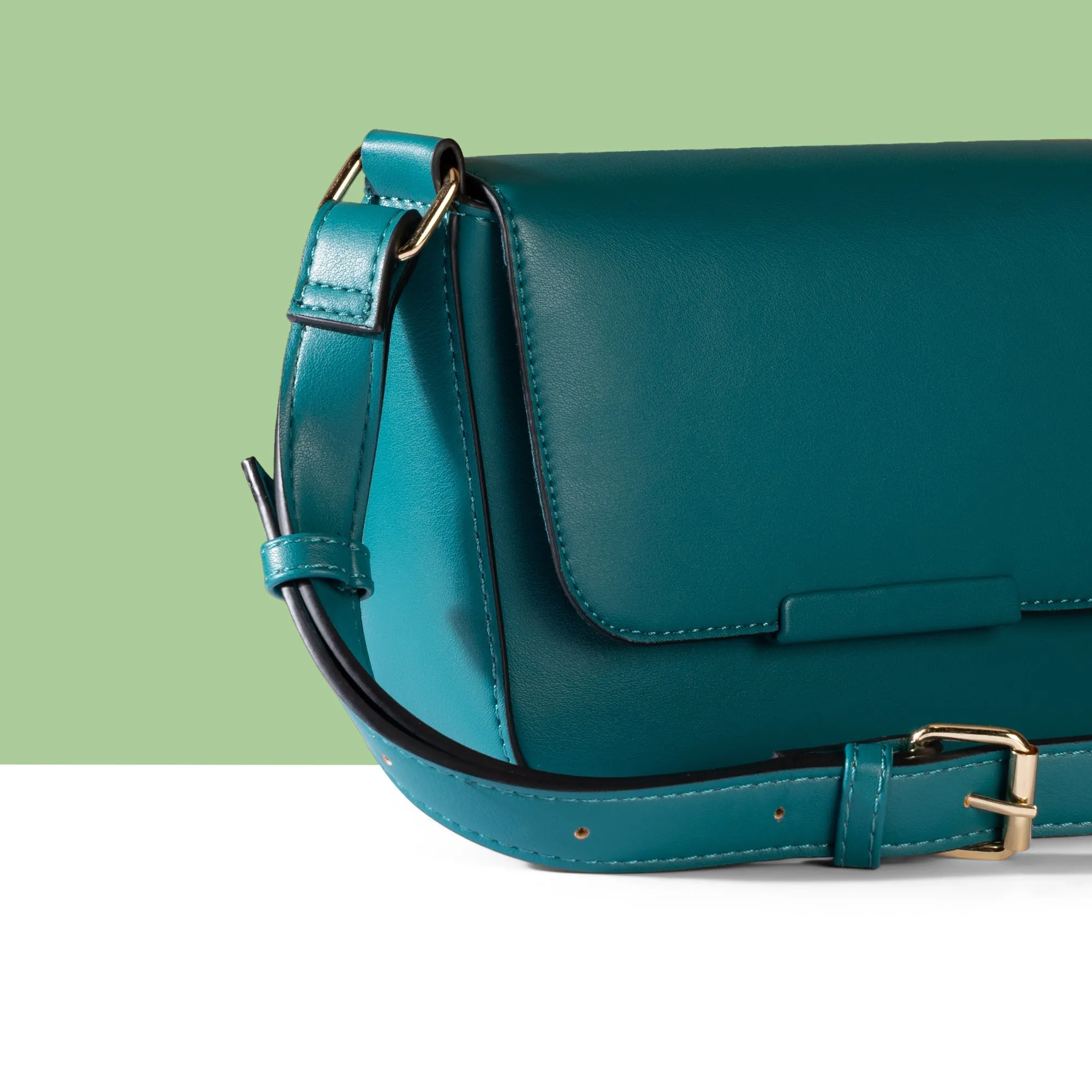 Accessorize London Women's Teal Clean Bar Sling Bag