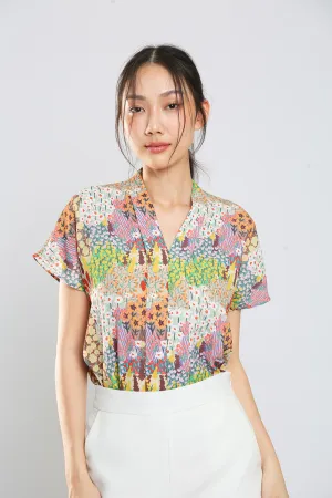 Addie Kimono Neckline Top in Japan Floral Print