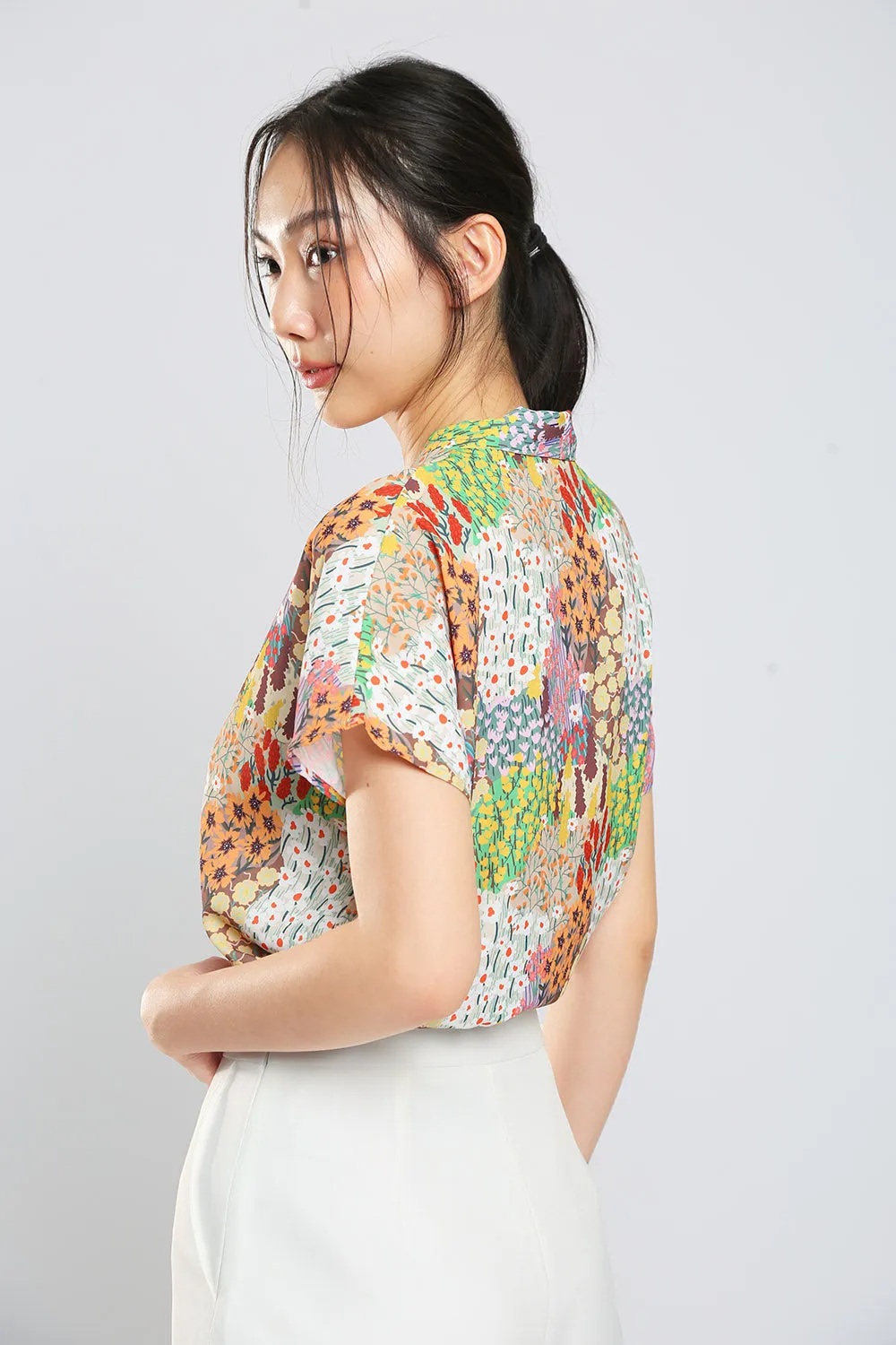 Addie Kimono Neckline Top in Japan Floral Print