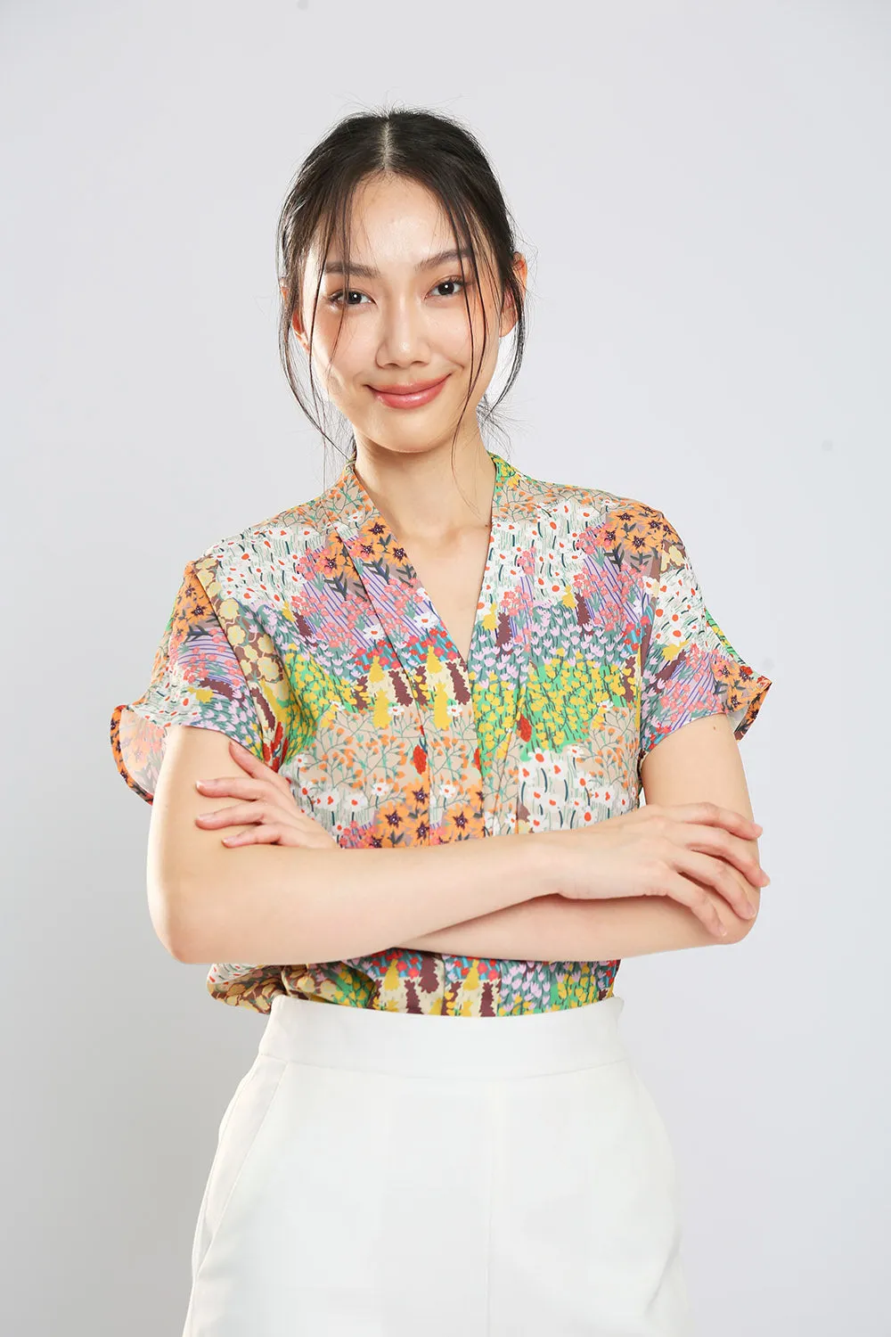 Addie Kimono Neckline Top in Japan Floral Print