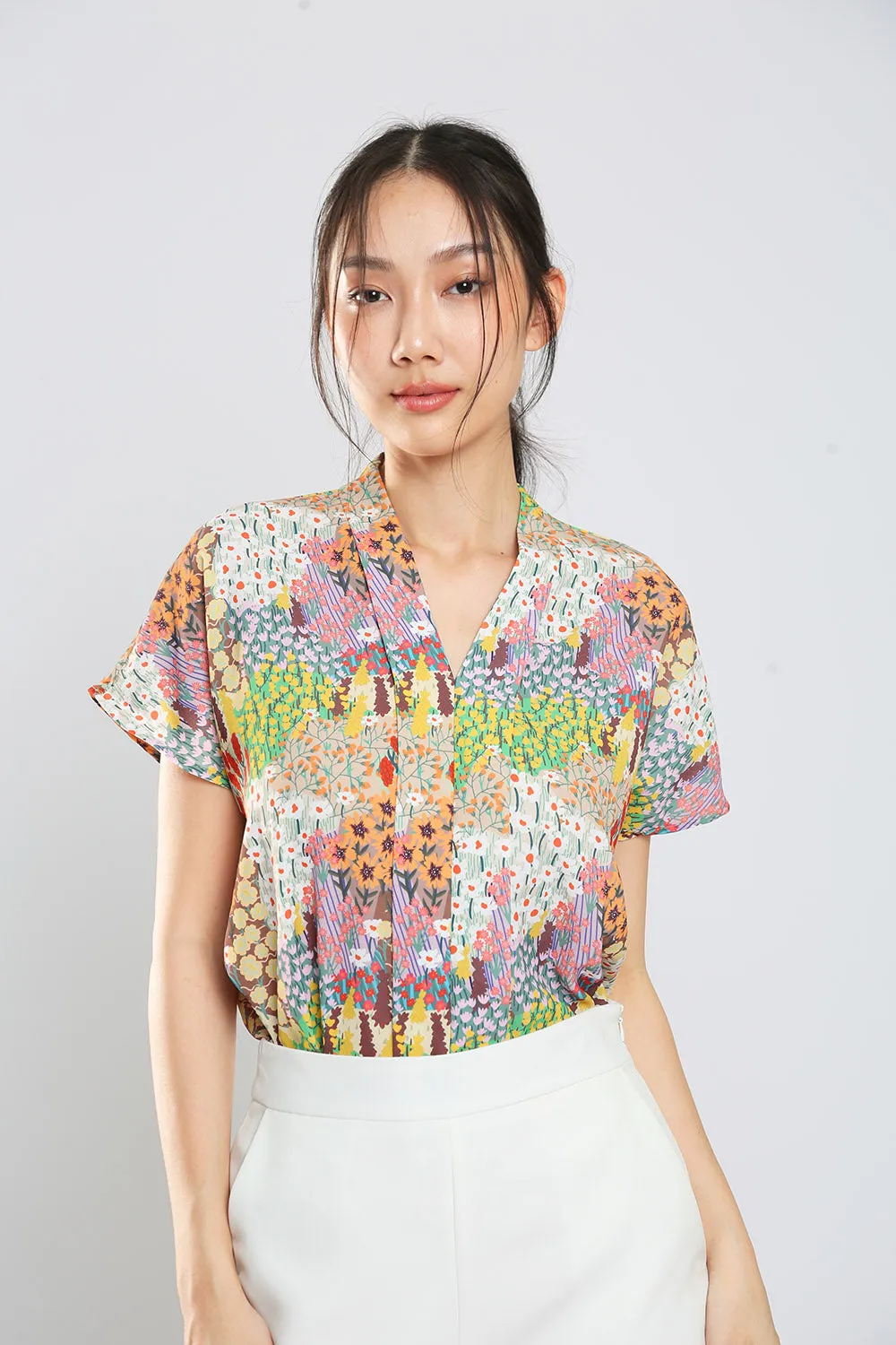 Addie Kimono Neckline Top in Japan Floral Print