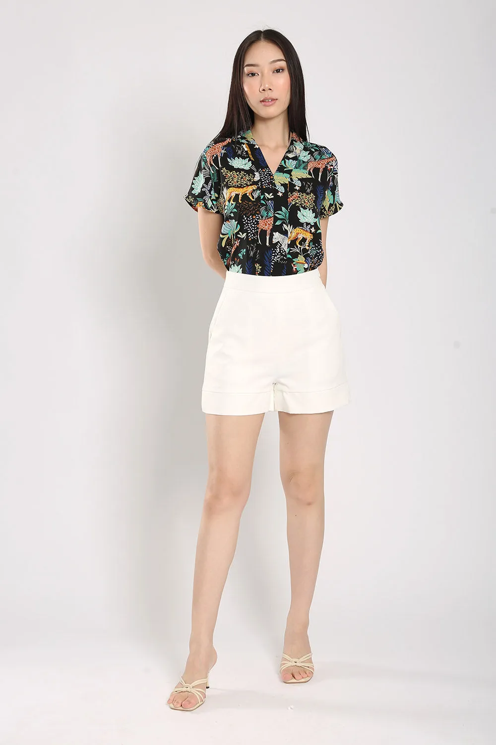 Addie Kimono Neckline Top in Safari Prints