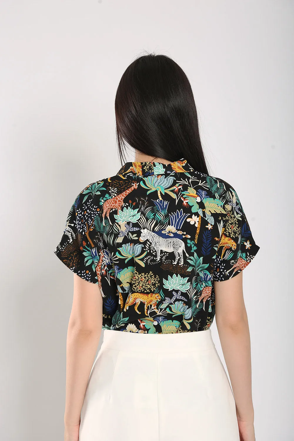 Addie Kimono Neckline Top in Safari Prints