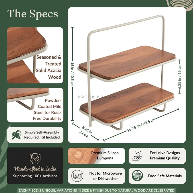Almond - Handcrafted Acacia Wood Kitchen Organizer | Spice Rack