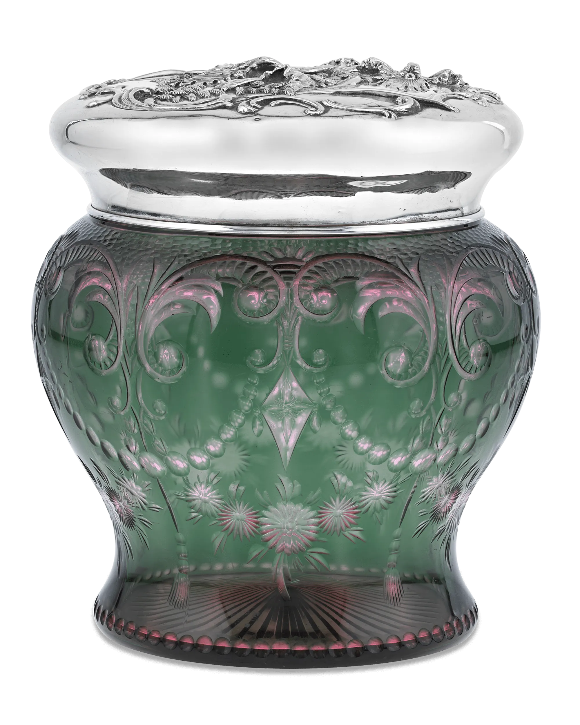 American Cut Glass and Silver Tobacco Jar