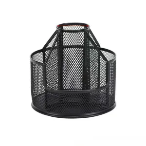 Anypack Pen Holder Storage Black Rotating Pen Holder Storage Box Mesh Creative Simple Office Desktop Large Capacity Home Storage Organizer