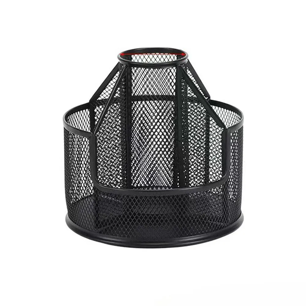 Anypack Pen Holder Storage Black Rotating Pen Holder Storage Box Mesh Creative Simple Office Desktop Large Capacity Home Storage Organizer