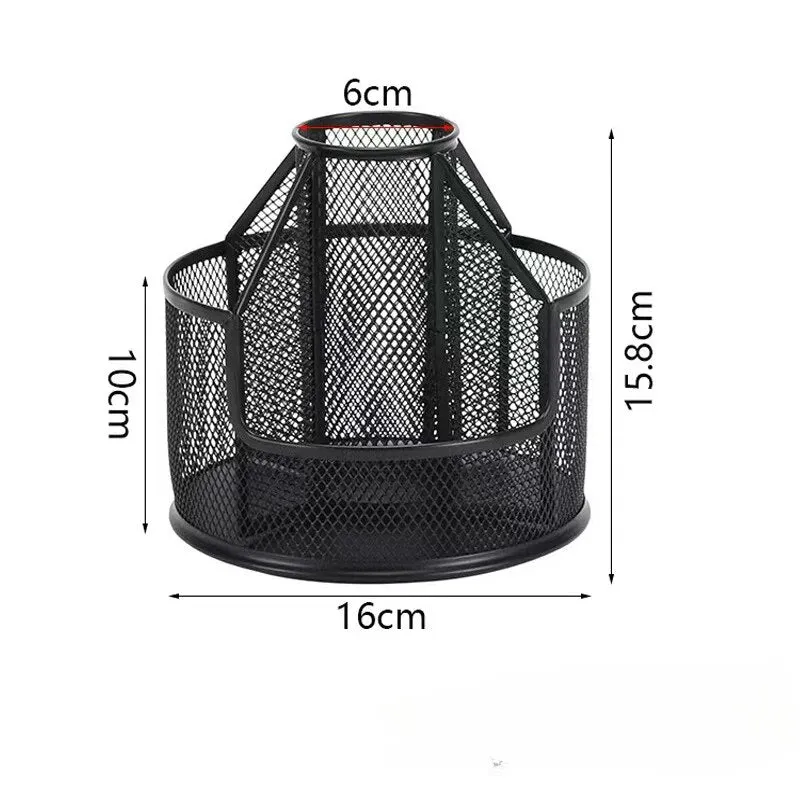 Anypack Pen Holder Storage Black Rotating Pen Holder Storage Box Mesh Creative Simple Office Desktop Large Capacity Home Storage Organizer