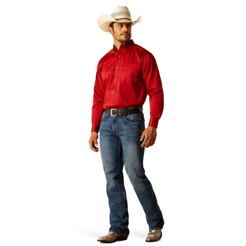 Ariat Men's Team Logo Twill Classic Fit Shirt, Red