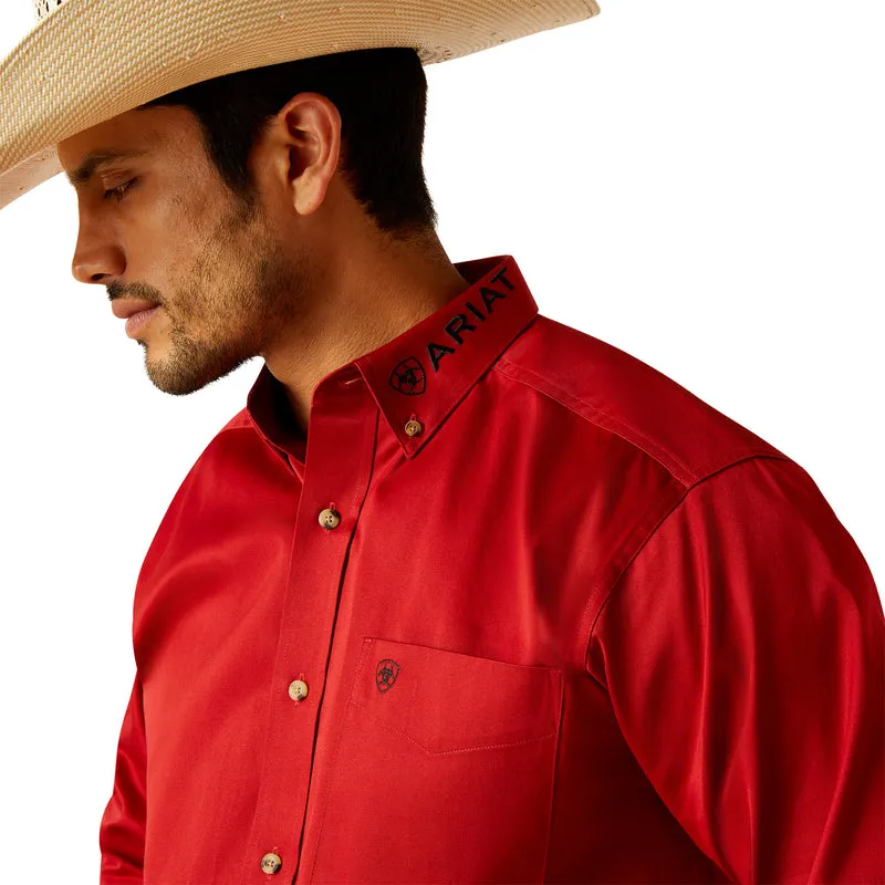 Ariat Men's Team Logo Twill Classic Fit Shirt, Red