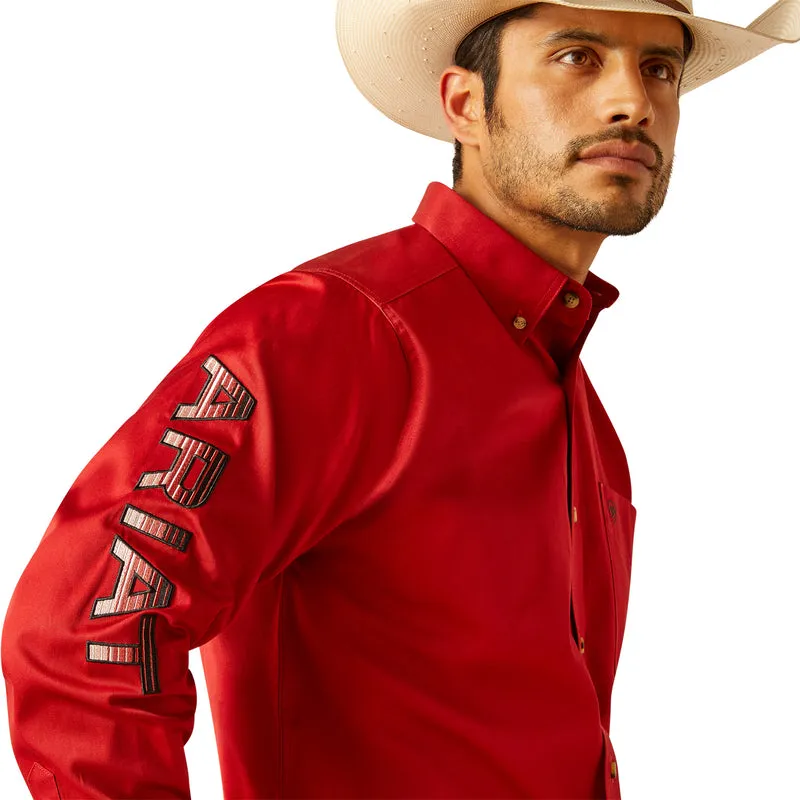 Ariat Men's Team Logo Twill Classic Fit Shirt, Red
