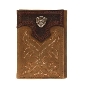 Ariat Mens Trifold Wallet in Brown Overlay
