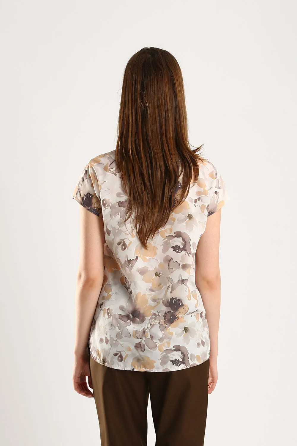 Astrid Floral Cotton Top in Light Apricot
