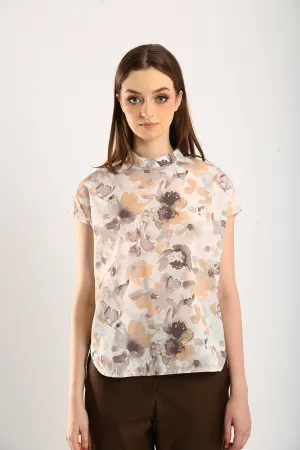 Astrid Floral Cotton Top in Light Apricot