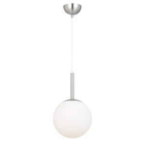 Bally 20cm Nickel with Opal Glass Modern Pendant