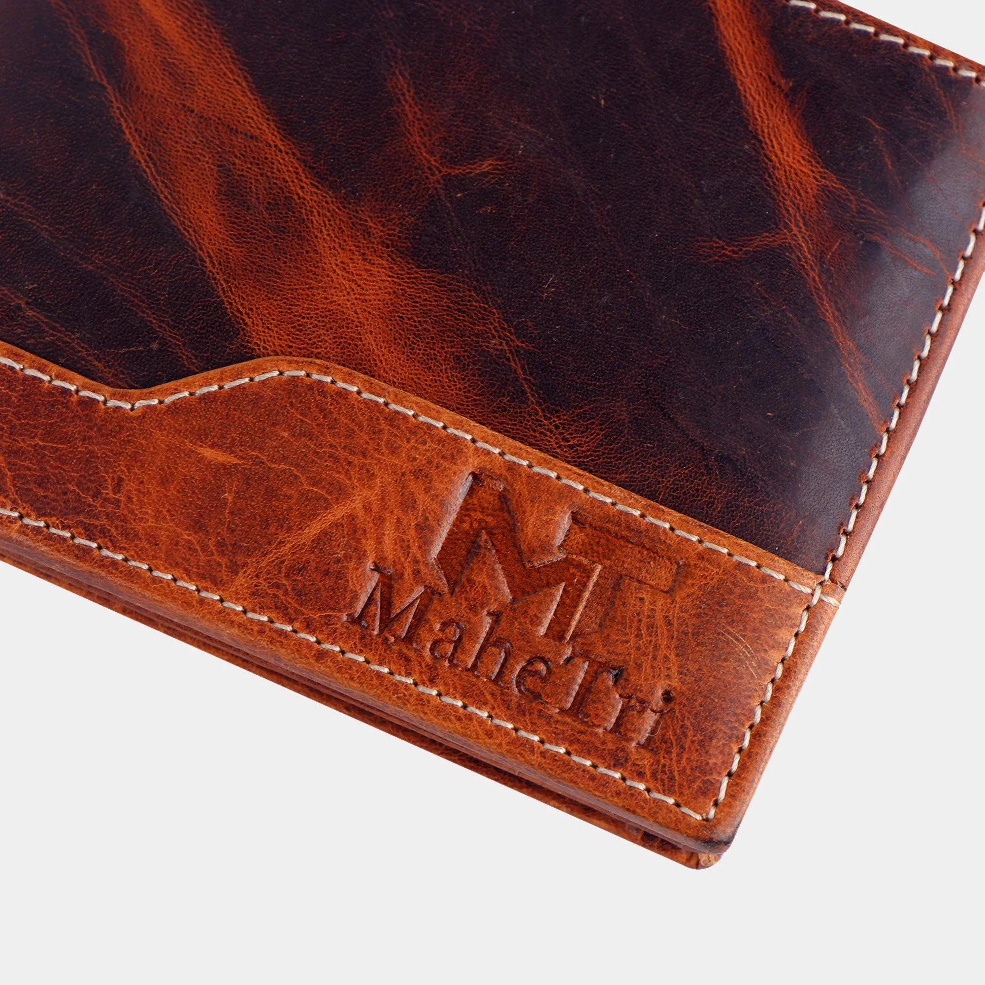 Bi-fold Dark Brown Buffalo Leather Wallet