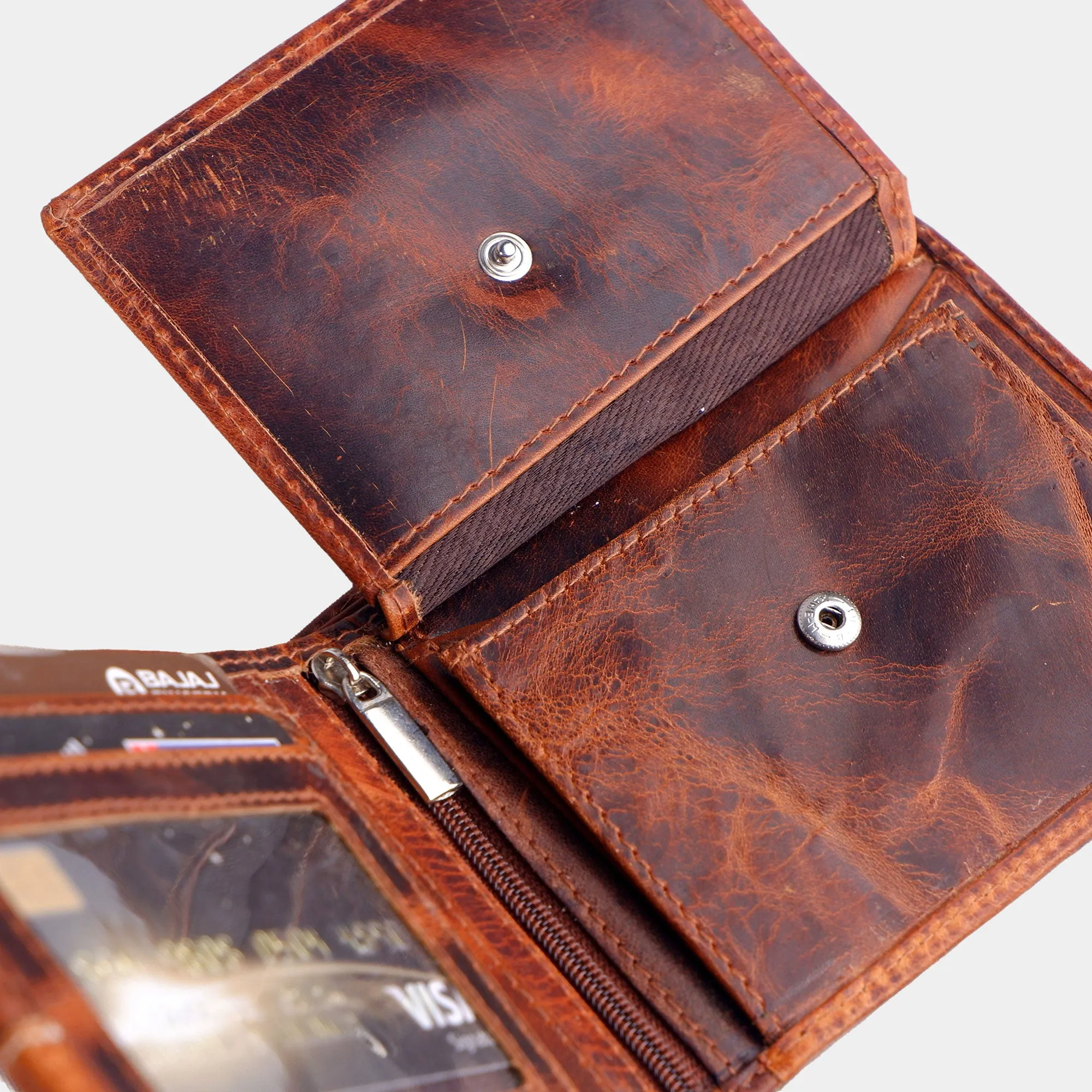 Bi-fold Dark Brown Buffalo Leather Wallet