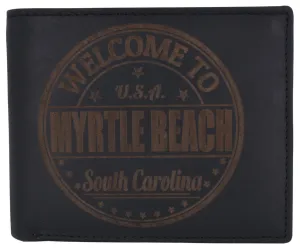 Bifold Mens RFID Cowhide Leather Myrtle Beach Flap Card/ID Wallet