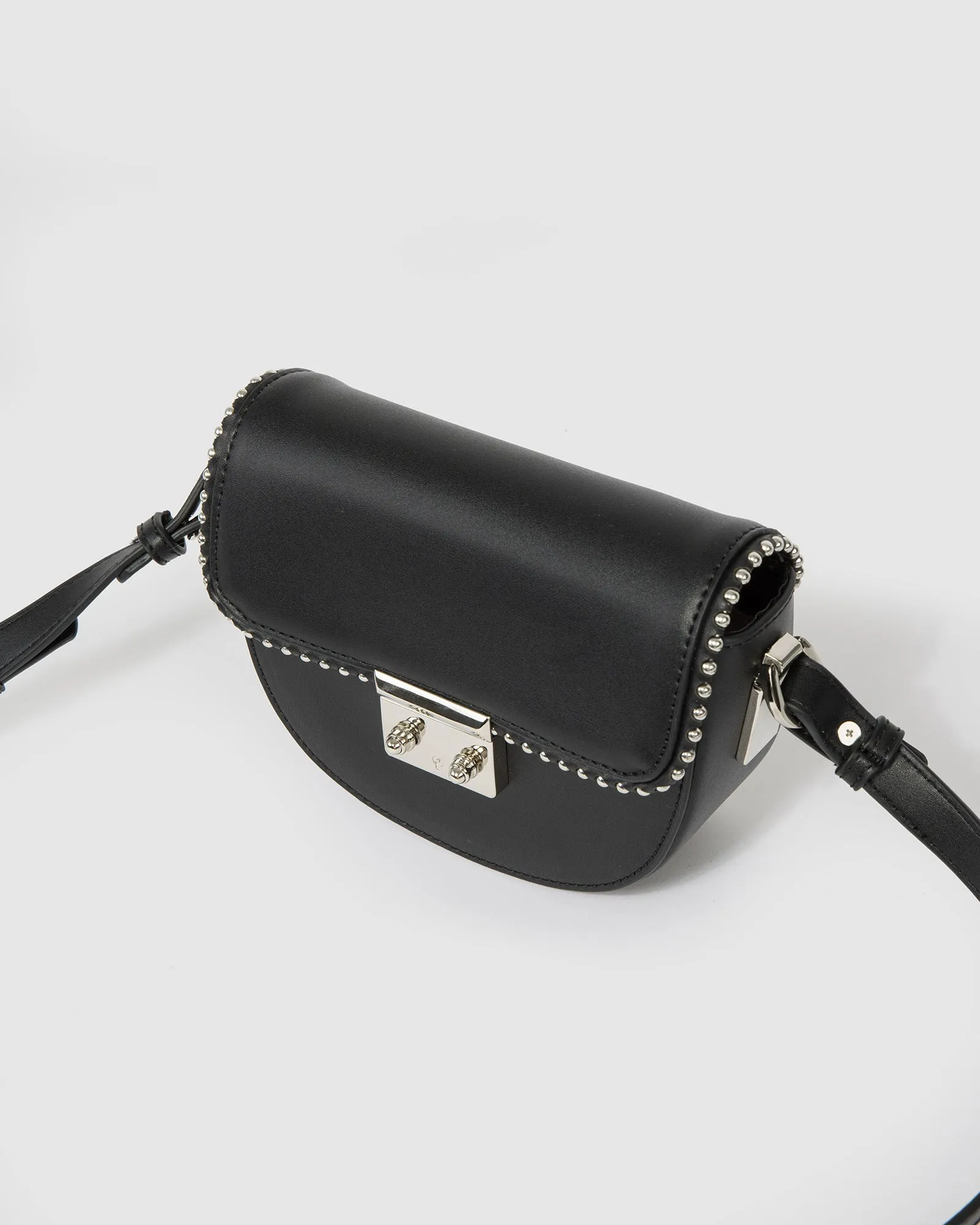 Black Clara Stud Saddle Bag