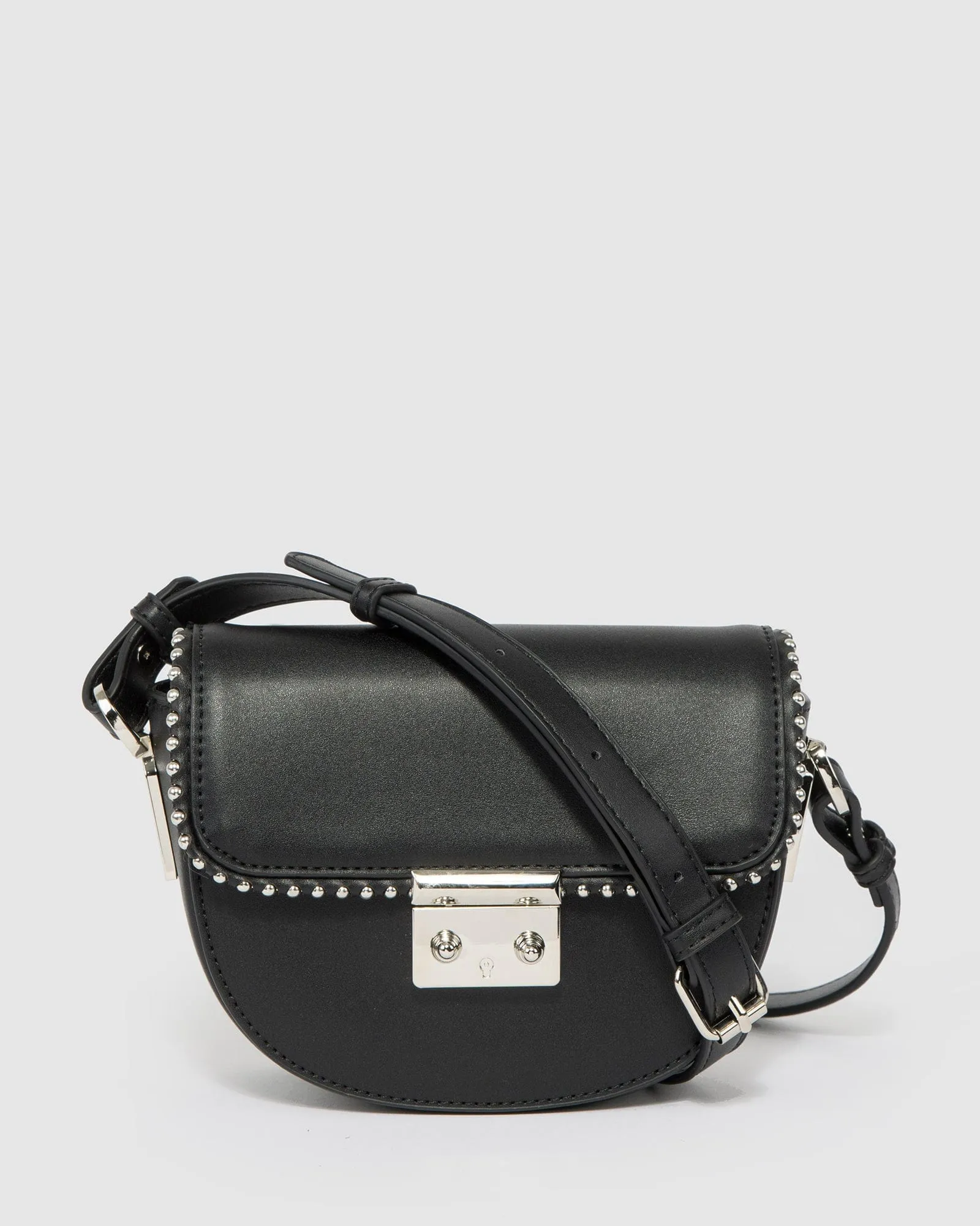 Black Clara Stud Saddle Bag