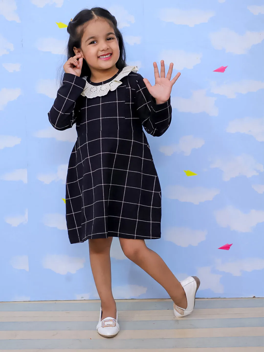 Black Plaid Flannel Girls Winter Dress