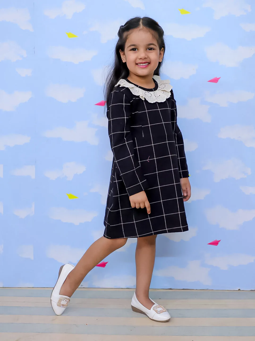 Black Plaid Flannel Girls Winter Dress