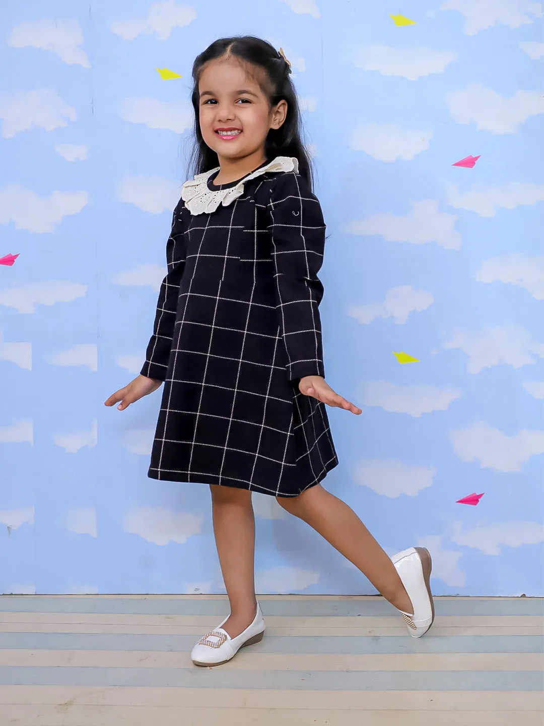 Black Plaid Flannel Girls Winter Dress