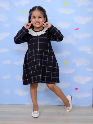 Black Plaid Flannel Girls Winter Dress
