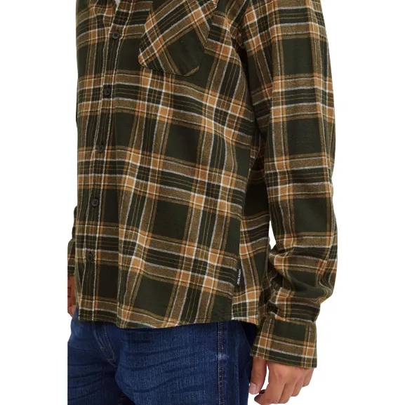 Blend camicia da uomo manica lunga a quadri in cotone verde-marrone
