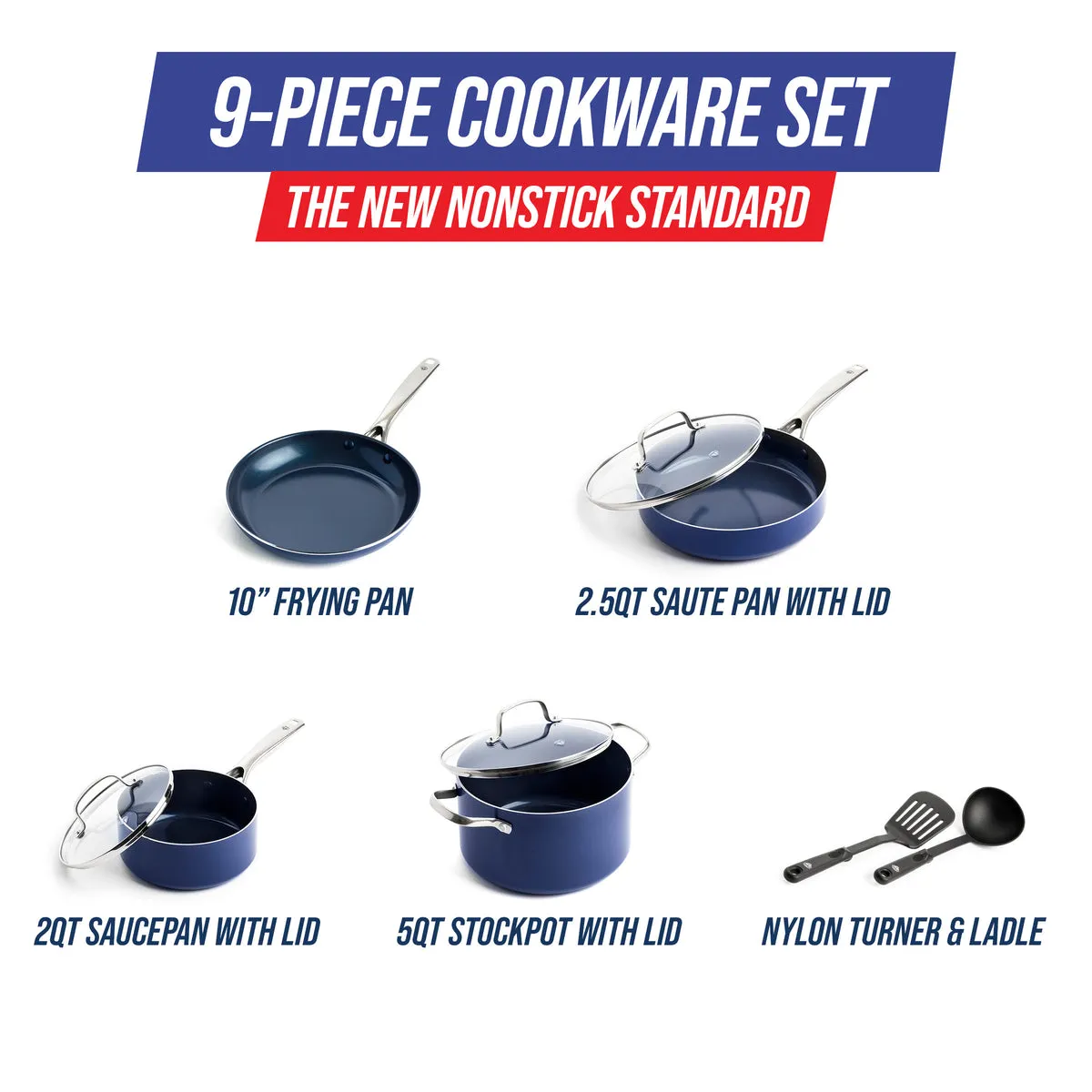 Blue Diamond Classic 9-Piece Cookware Set