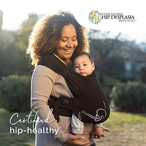 Boba Bliss Hybrid Baby Carrier Newborn to Toddler - 2-in-1 Baby Wrap & Baby Carrier - Pre-Wrapped Baby Sling Wrap Newborn - Certified Hip-Healthy - Soft & Stretchy Baby Sling Carrier- 7-35 lbs (Black)