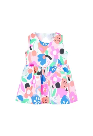 Boboli Vestito in raso da neonata con stampa 218056 9403 rosa