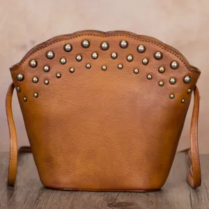 Boho Womens Rivets Genuine Leather Crossbody Bag Shoulder Purse For Women