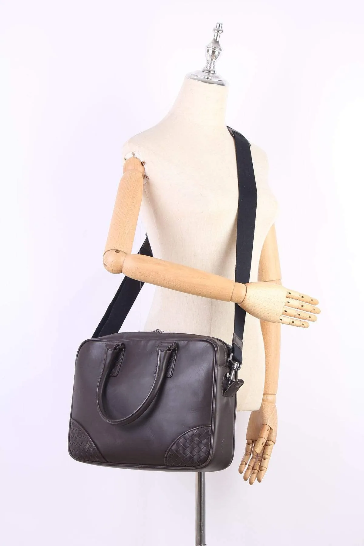 Bottega Veneta Intrecciato Trim Leather Briefcase MW2642