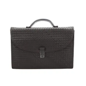 Bottega Veneta Intreciatto Dark Brown Leather Briefcase RCL1021