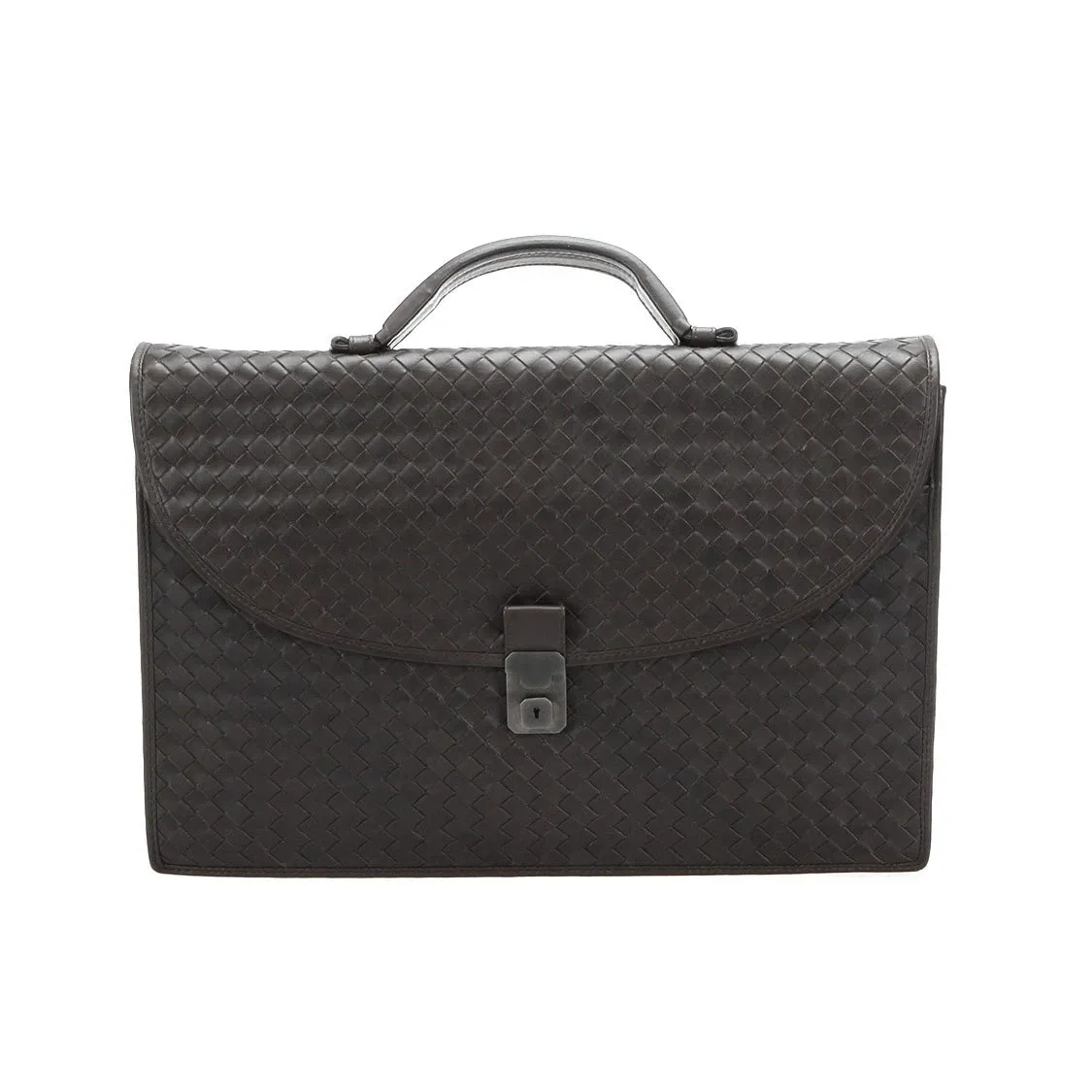 Bottega Veneta Intreciatto Dark Brown Leather Briefcase RCL1021